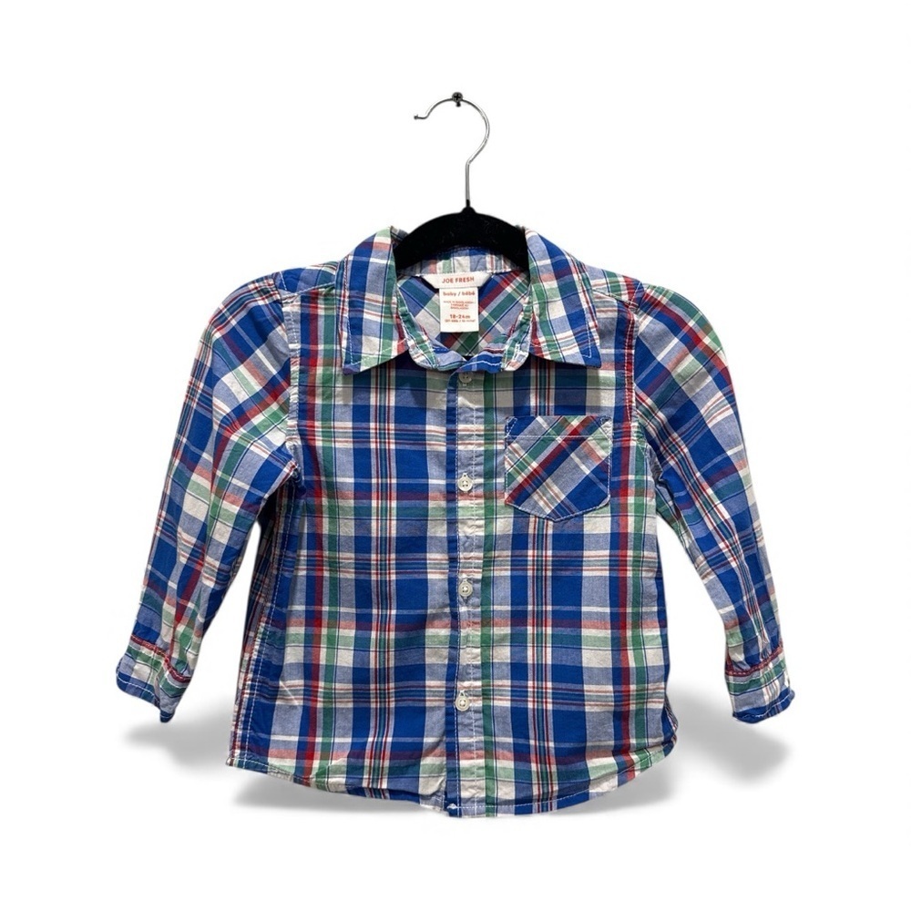Joe Fresh Plaid Button-Up Shirt – Size 18–24 Months